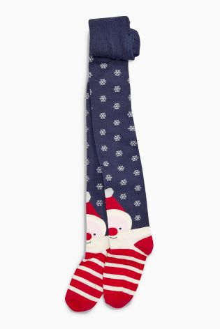 Navy Christmas Character Tights Two Pack (3-16yrs)